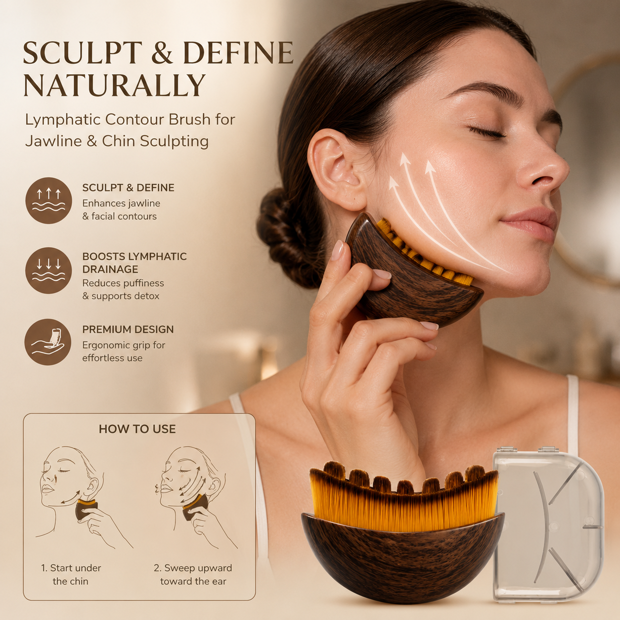 Lymphatic Contour Brush for Jawline & Chin Sculpting
